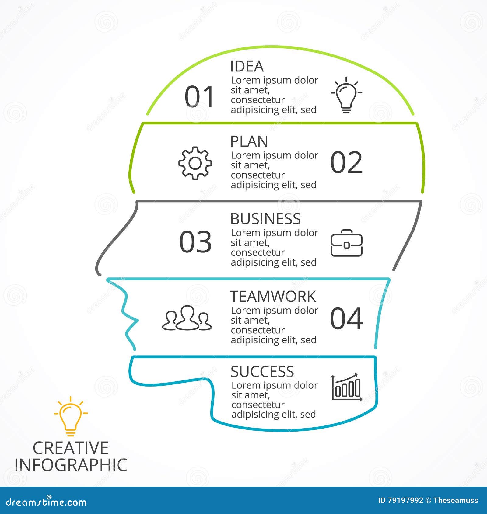 Vector Brain Linear Infographic  Template For Human Head