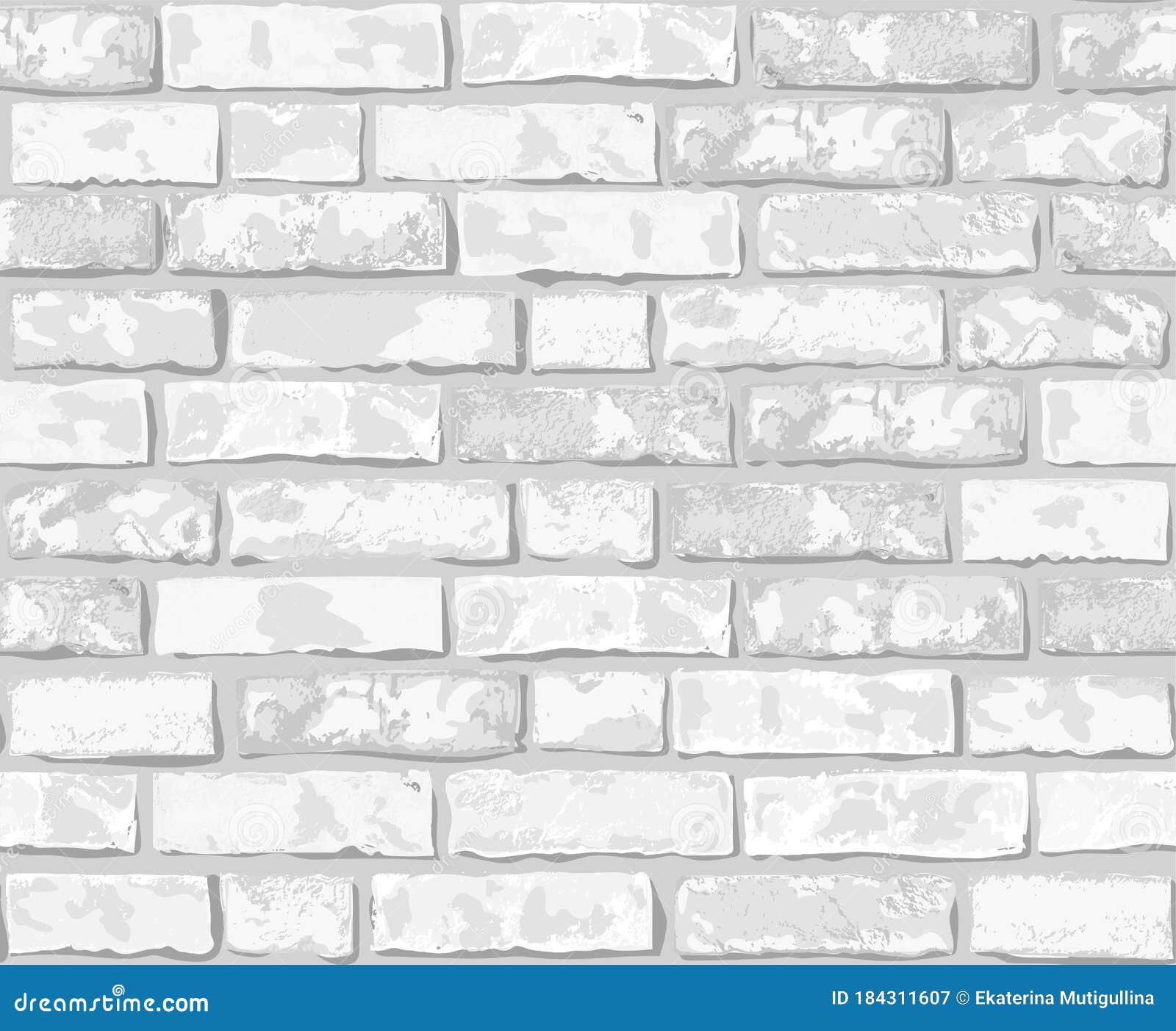 Vector Brickwall White Realistic Seamless Pattern Stock Vector
