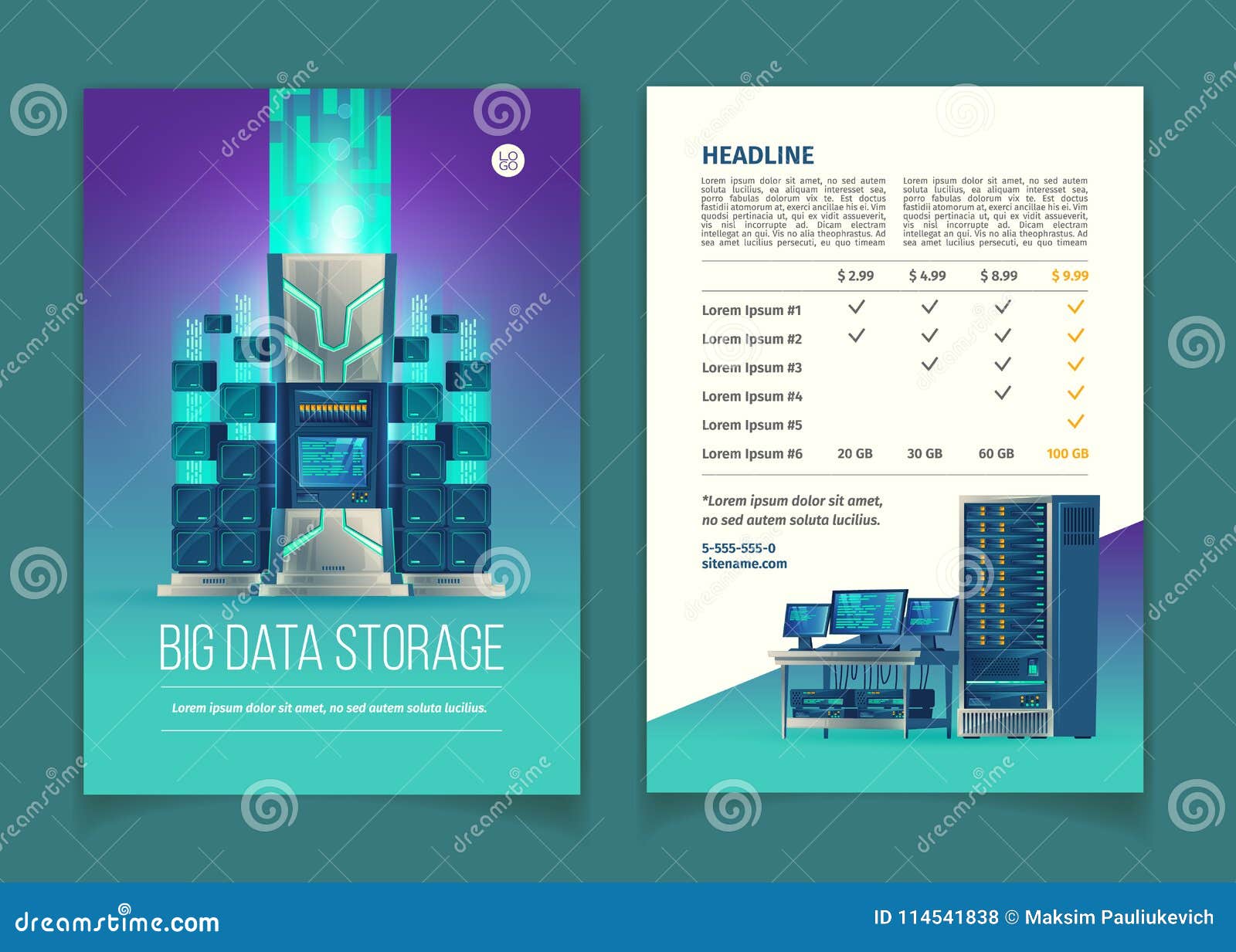Vector brochure with data storage services stock vector illustration