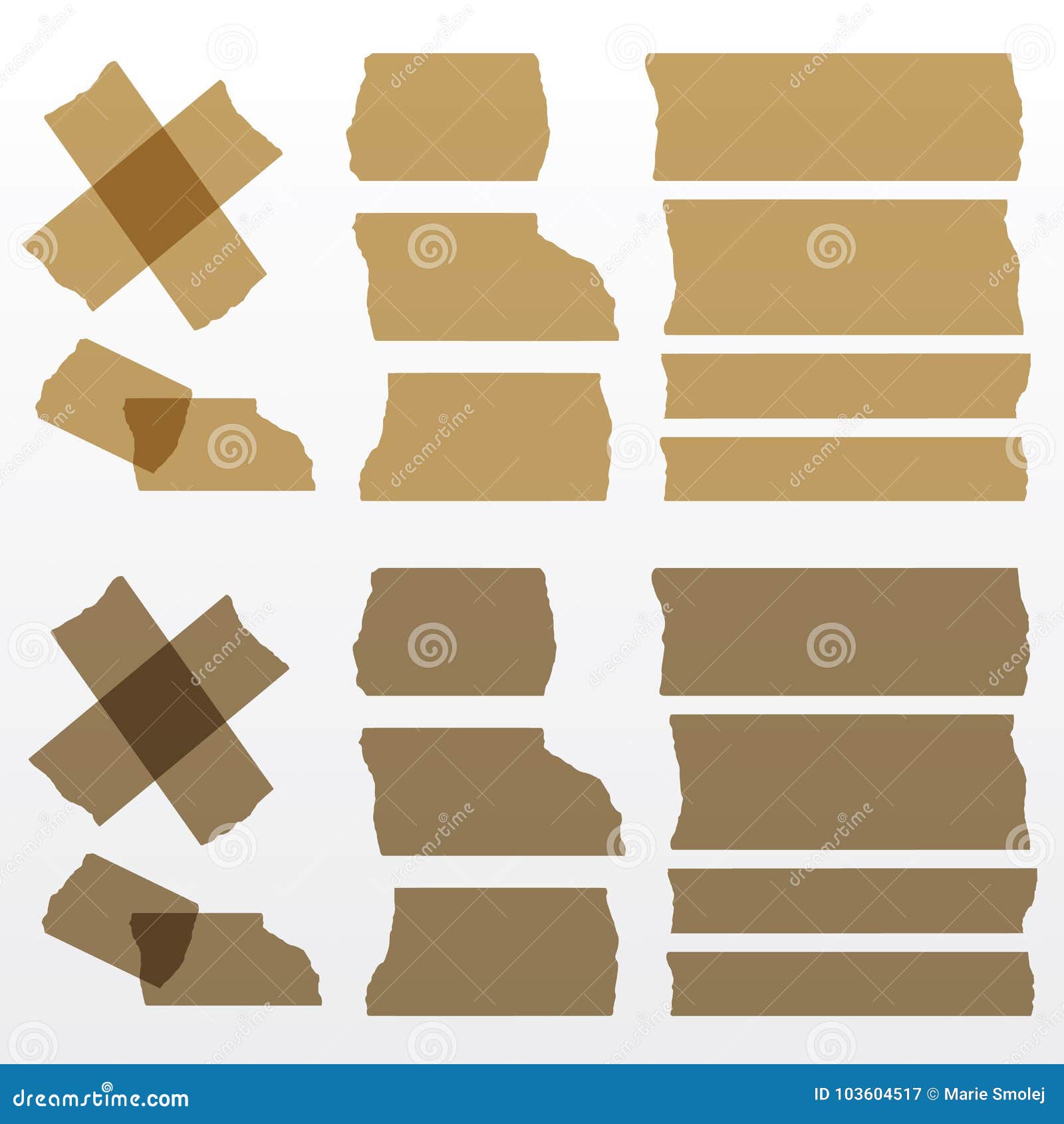 Vector Brown Adhesive Tapes Set. Stock Illustration Illustration of