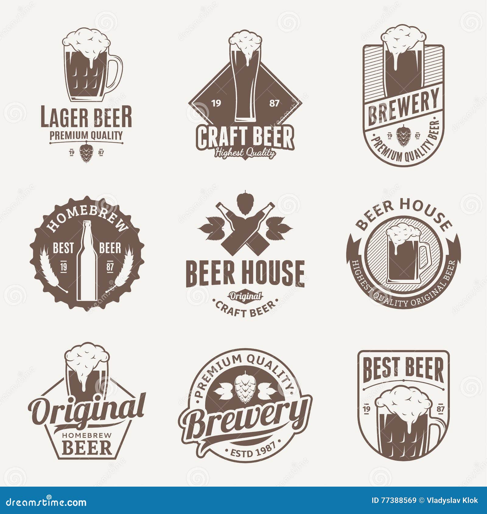 Vector Brown Beer Logo, Icons and Design Elements Stock Vector ...