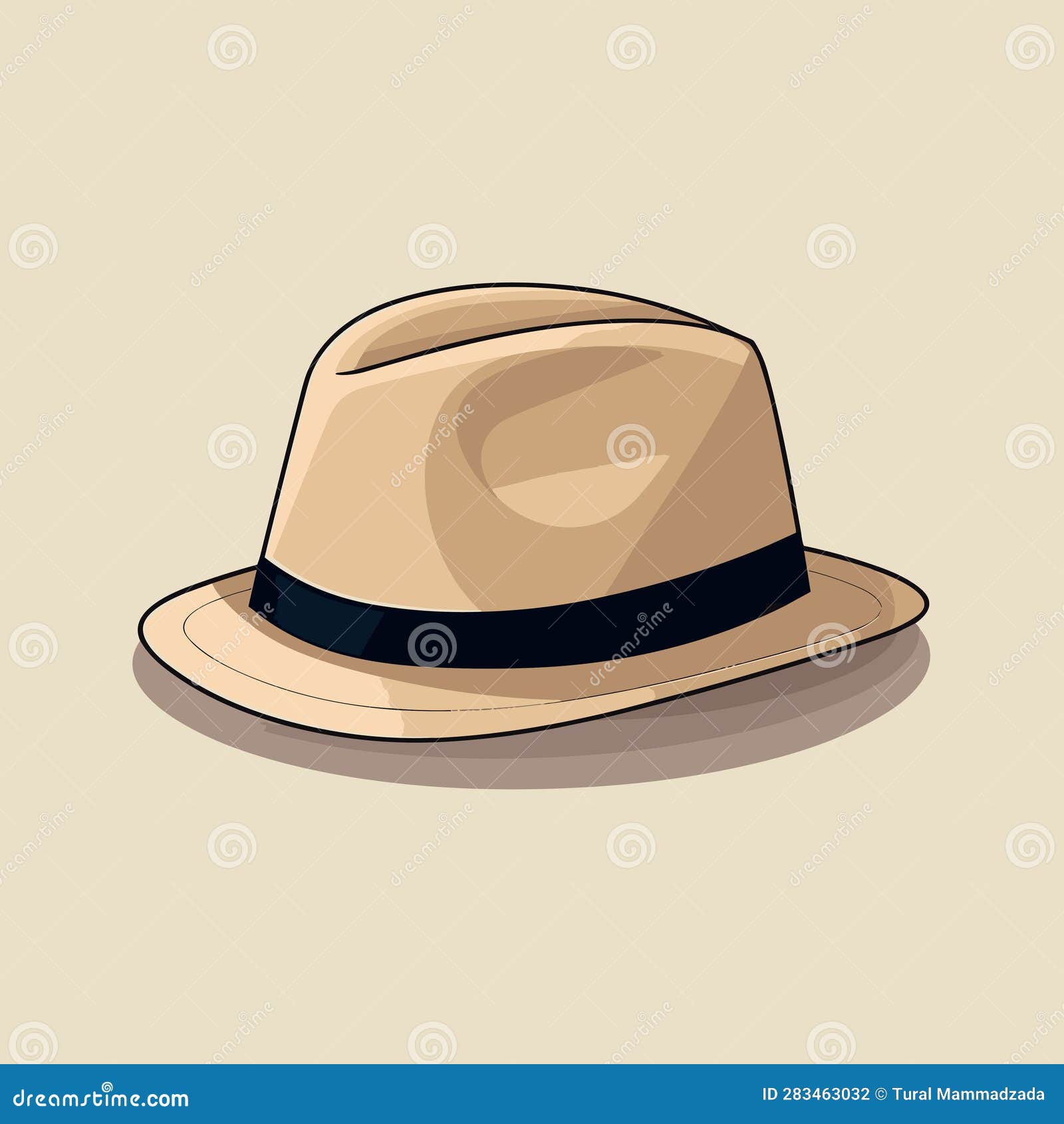 Vector of a Brown Hat with a Black Band on it Stock Vector