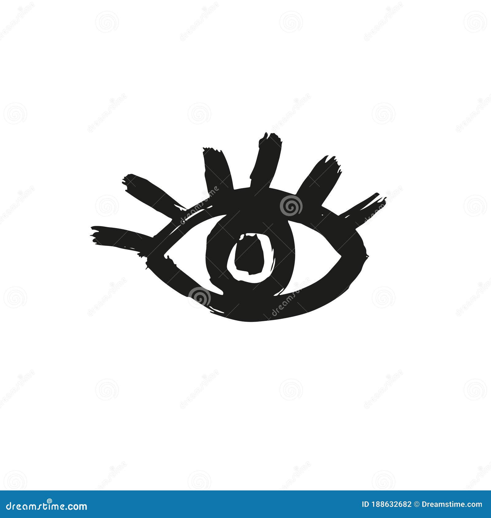 Vector brush painted eye. stock vector. Illustration of color - 188632682