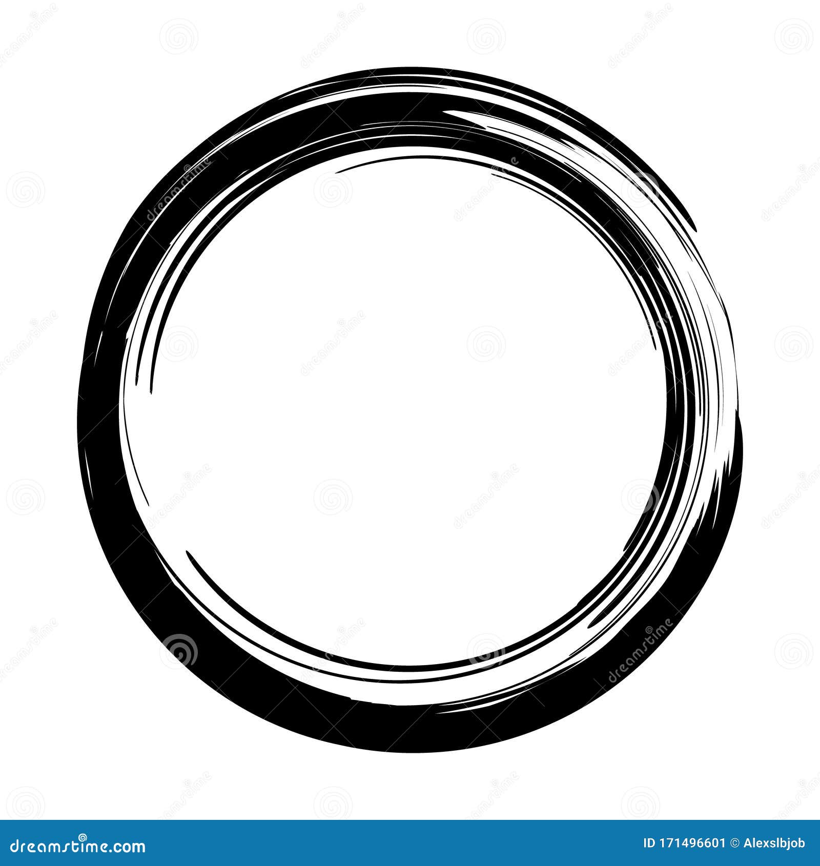 Vector Brush Strokes Circles of Paint on White Background. Ink Hand