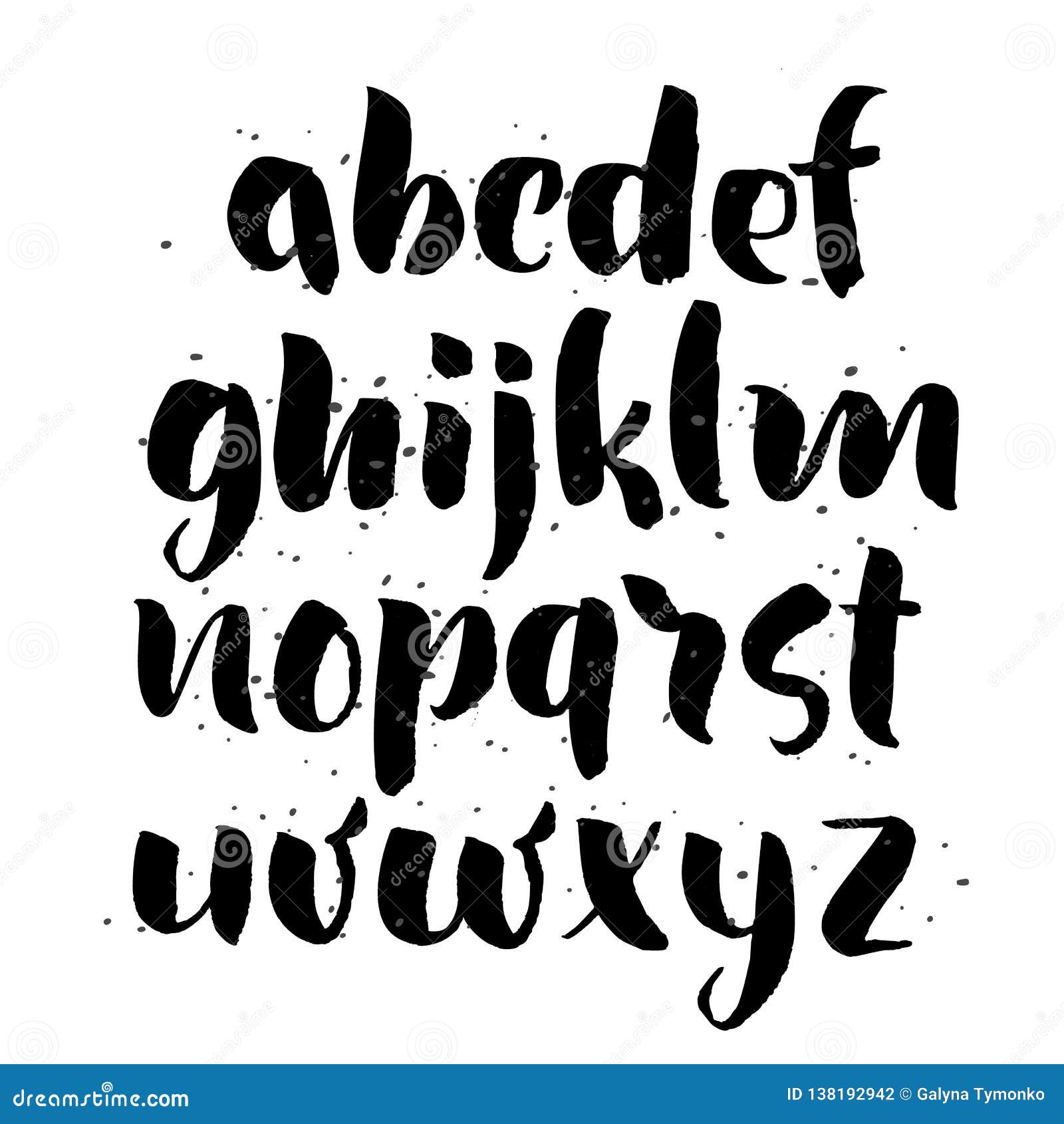Vector Brush Style Hand Drawn Alphabet Watercolor Font. Calligraphy ...