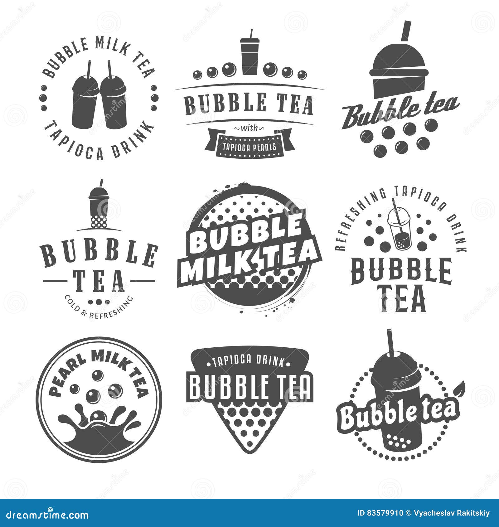 Bubble Boba Milk Tea Menu Board Vector. RoyaltyFree Stock Photo