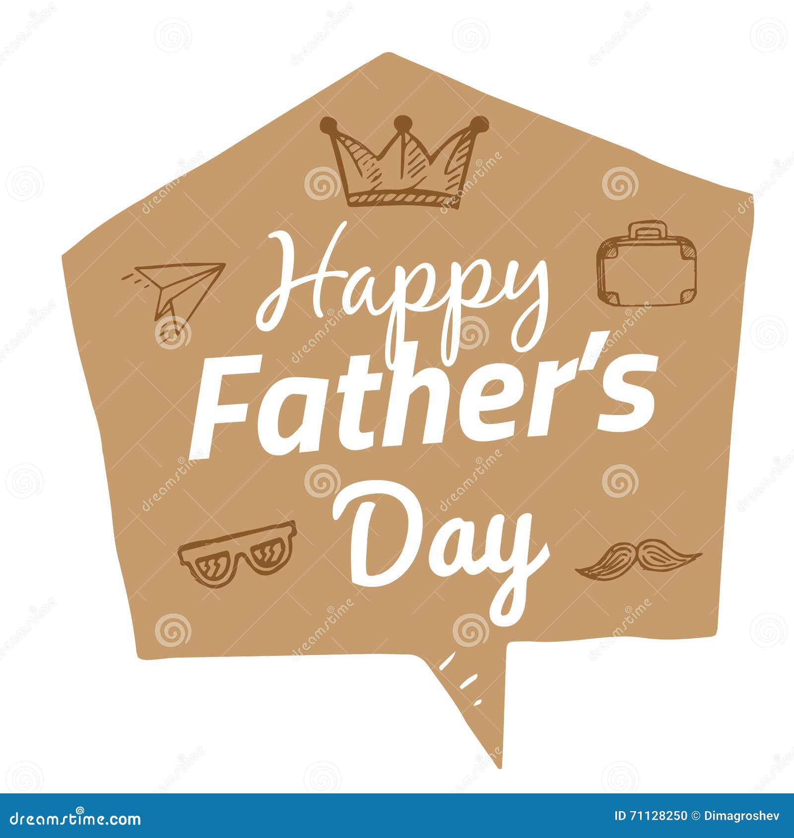 Vector Bubble with Text Happy Father S Day, Doodle Elements on Speech