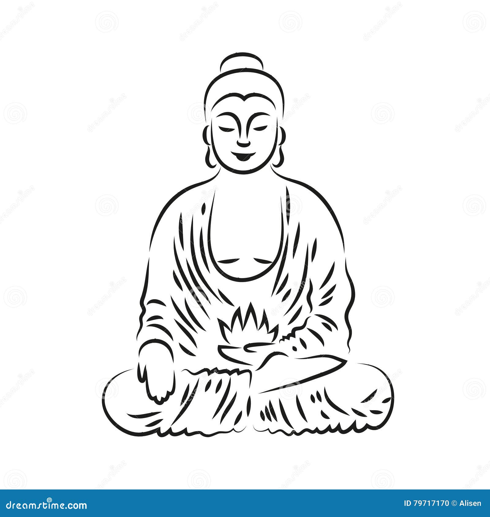 Simple sitting Buddha statue drawing - Stock Illustration [88578867] - PIXTA