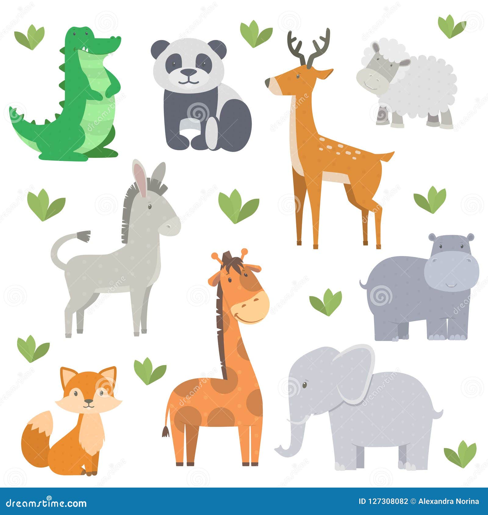 Vector Bundle with Cute and Simple Cartoon Animals Stock Vector -  Illustration of background, character: 127308082