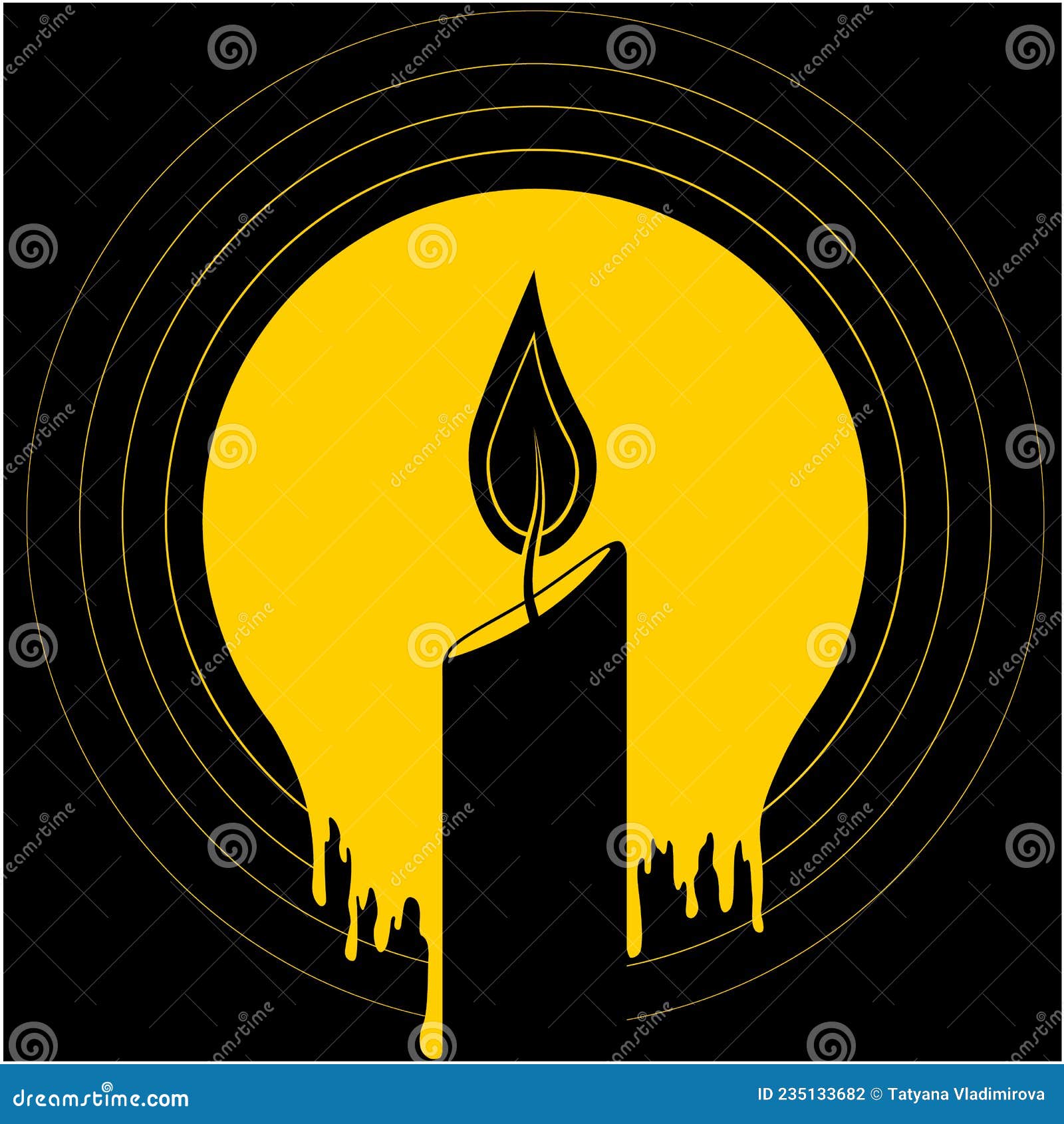 Candle with burning flame and melting wax Vector Image