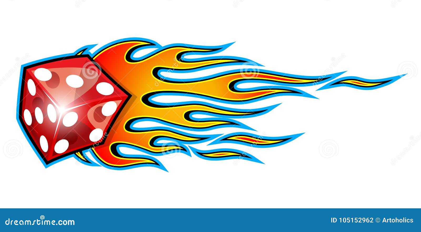 blue flaming dice