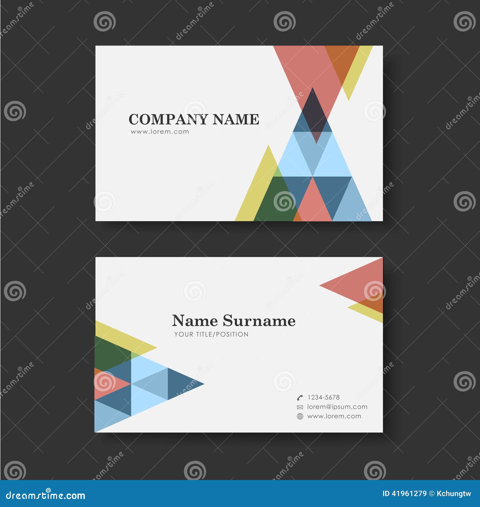Vector Business Card Design Template of Triangle Stock Vector Illustration of sign, icon 41961279
