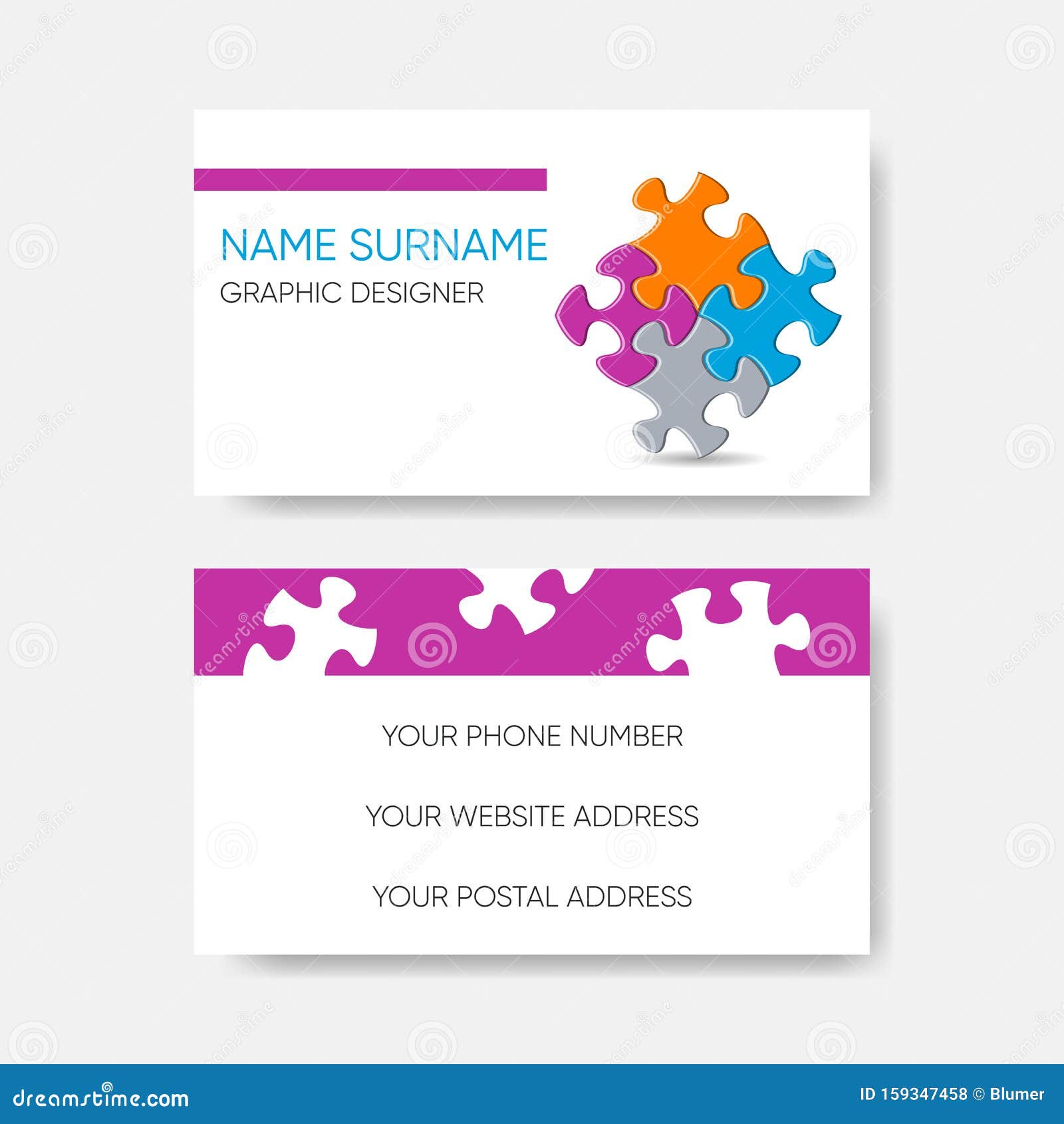 Vector Business Card Template Puzzle Pieces Design Stock Vector