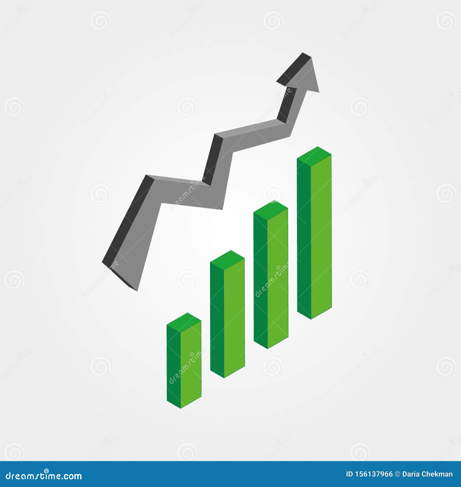 Vector Business Graph with Arrow Showing Profits and Gains. Vector