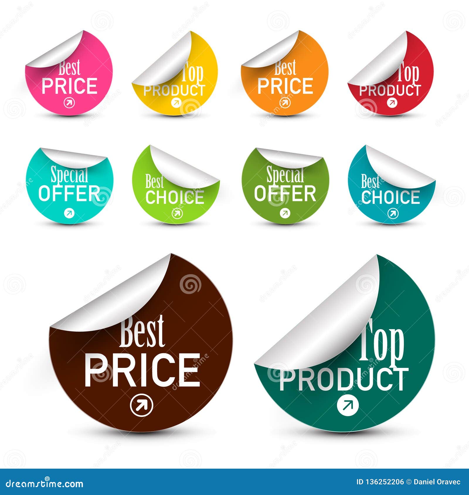 Vector Business Labels Set. Circle Stickers. Stock Vector