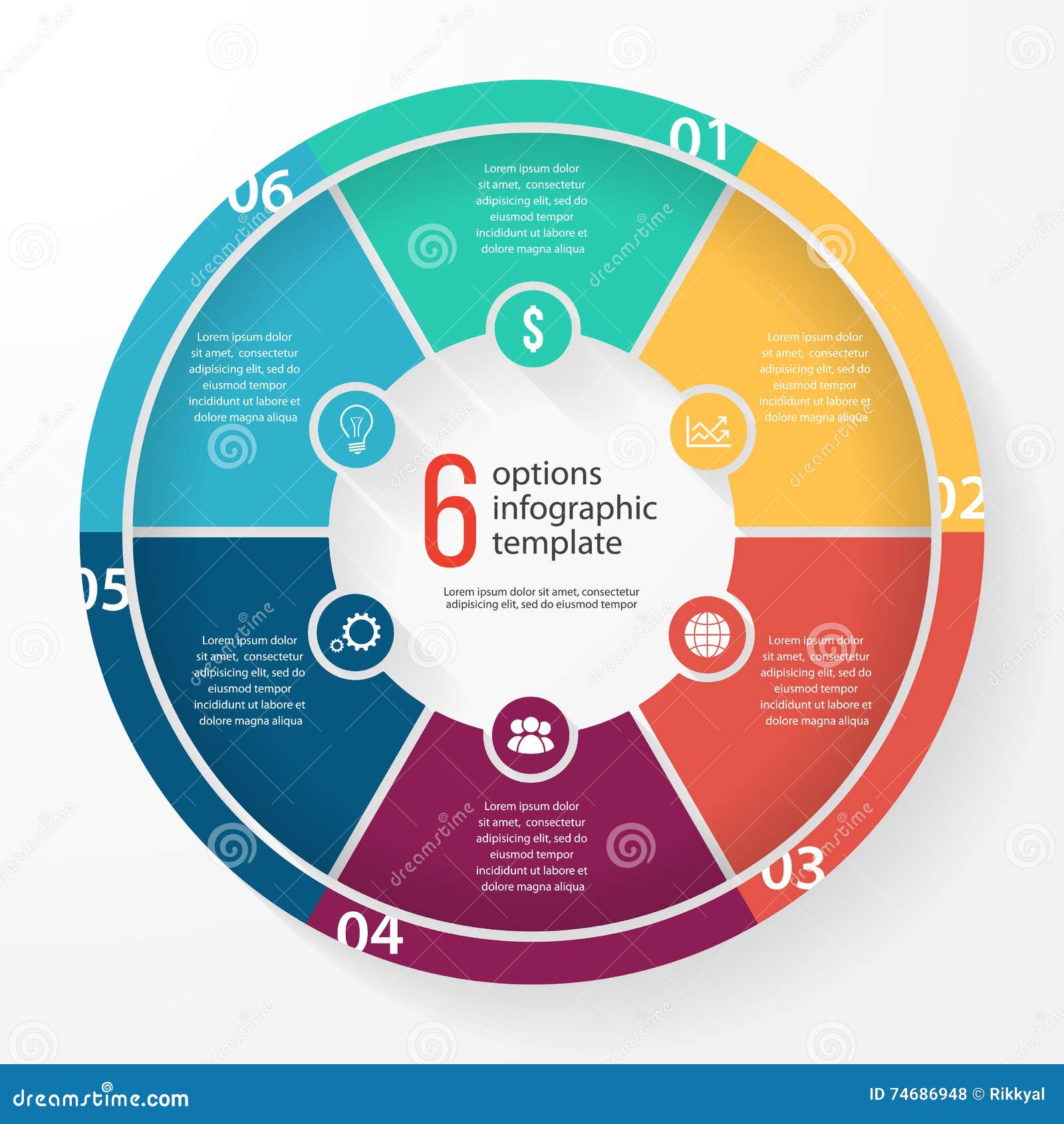 6 Piece Pie Chart Template