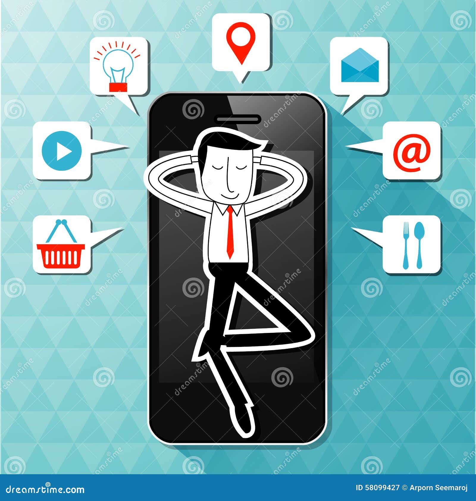 vector businessman lie smartphone application icon m make your life easier concept eps 58099427