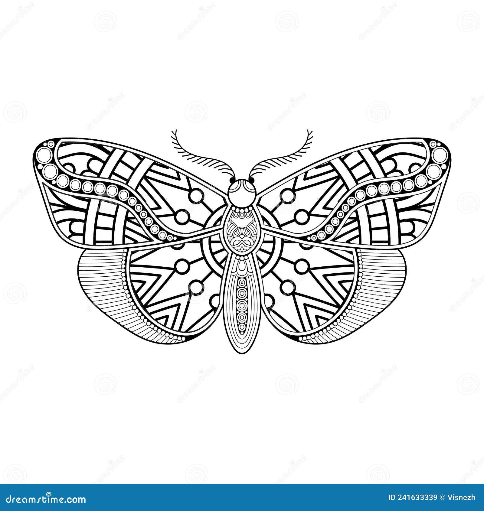 Vector Butterfly Black and White Element Line Art Print Design Stock Vector Illustration of