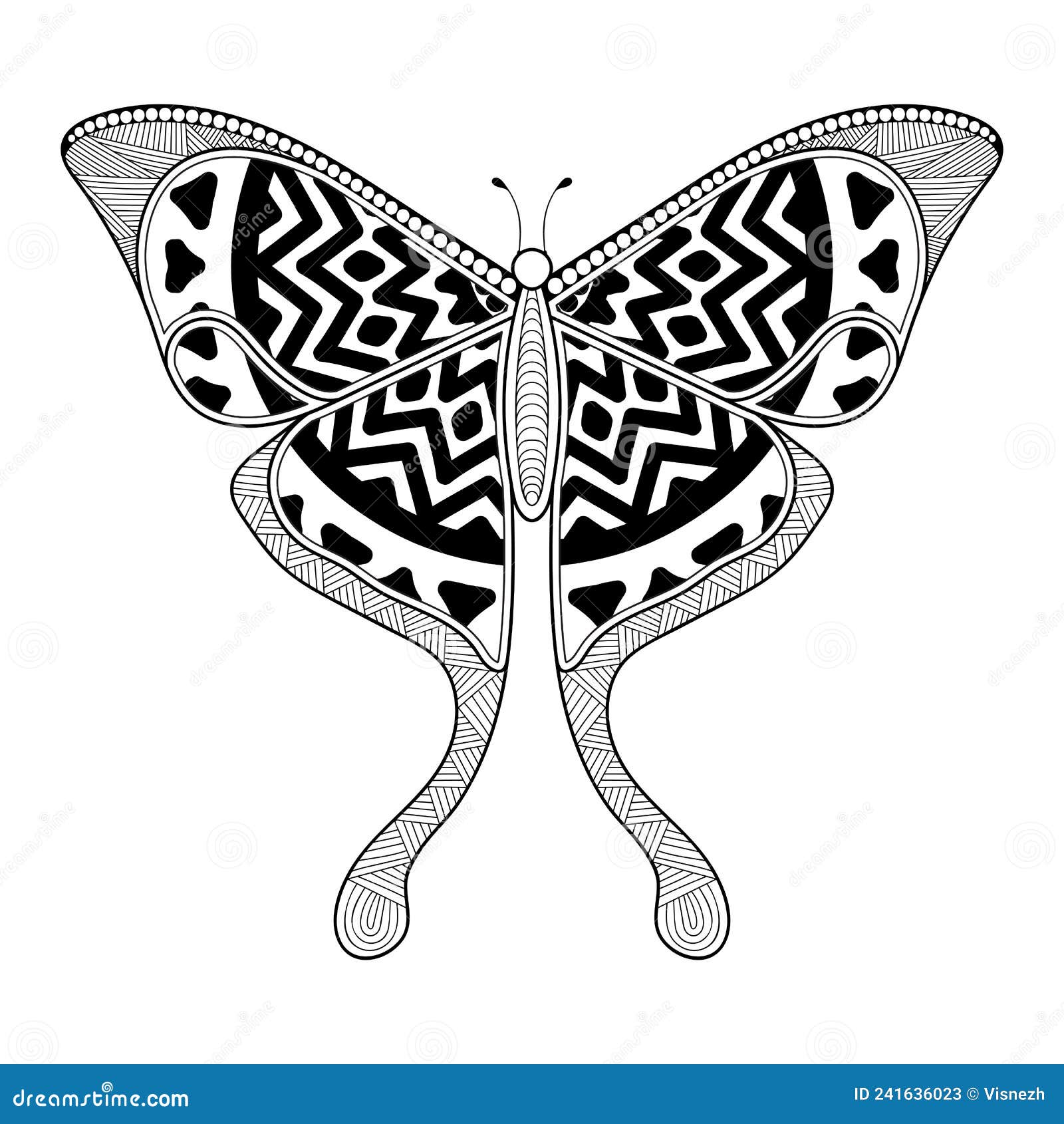 Vector Butterfly Black and White Element Line Art Print Design Stock Vector Illustration of