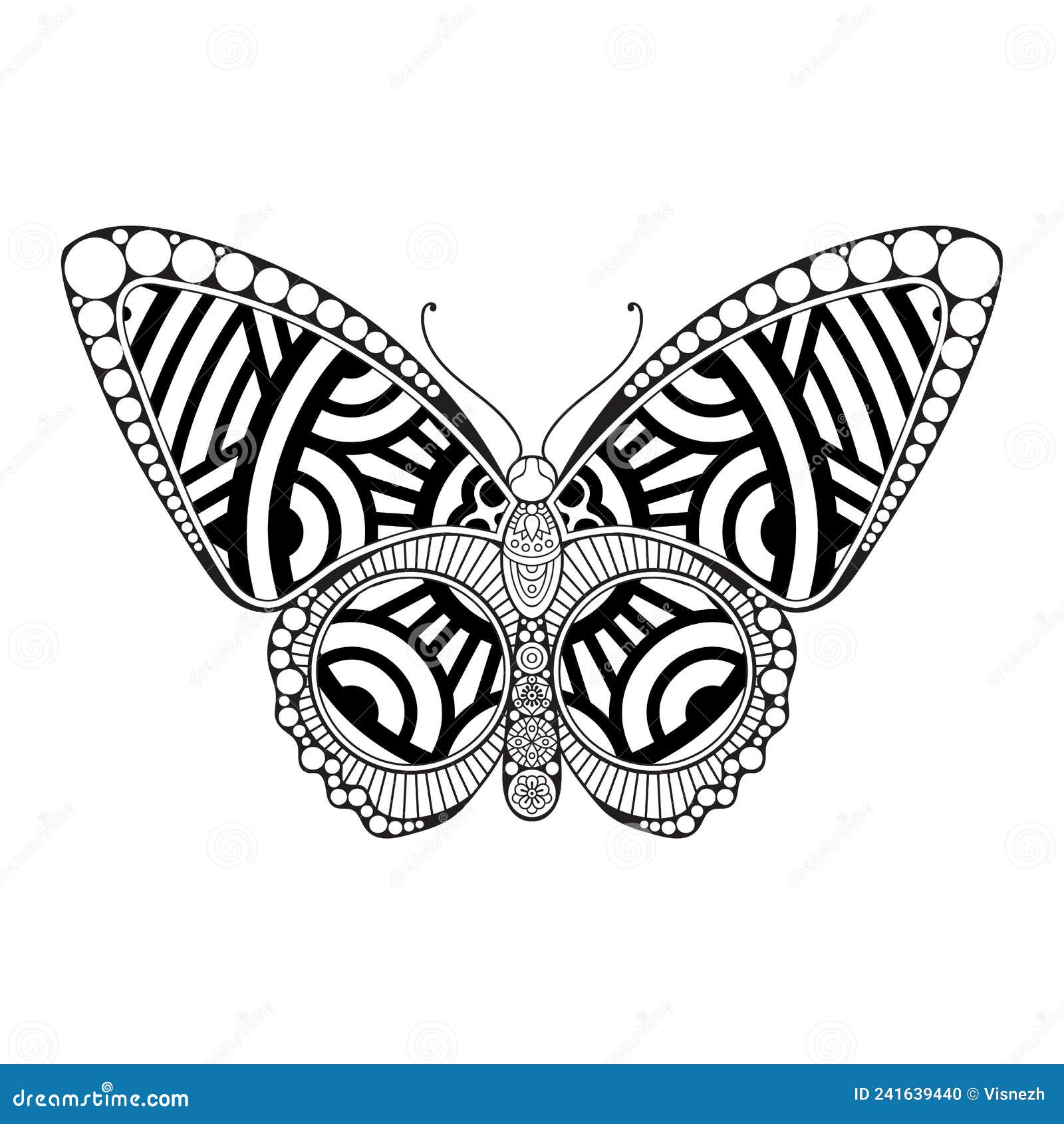 Vector Butterfly Black and White Element Line Art Print Design Stock Vector Illustration of