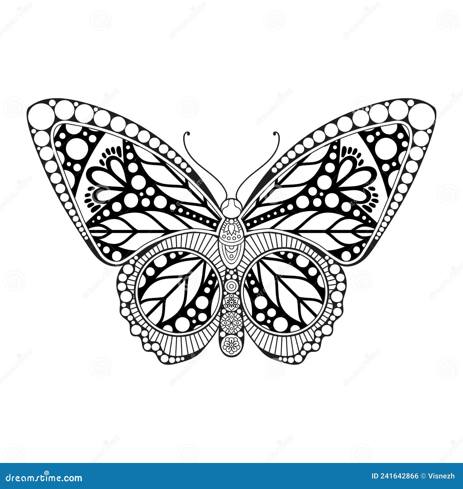 Vector Butterfly Black and White Element Line Art Print Design Stock Vector Illustration of