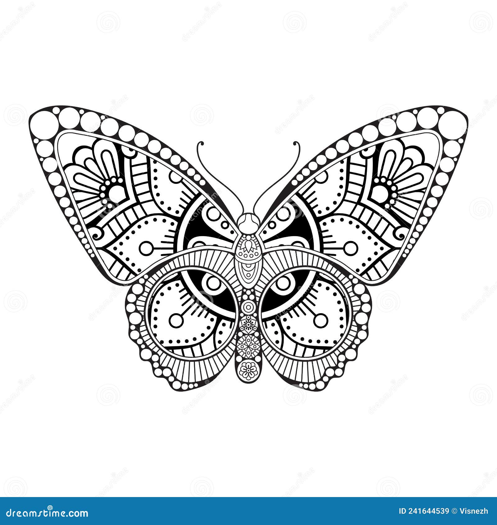 Vector Butterfly Black and White Element Line Art Print Design Stock Vector Illustration of