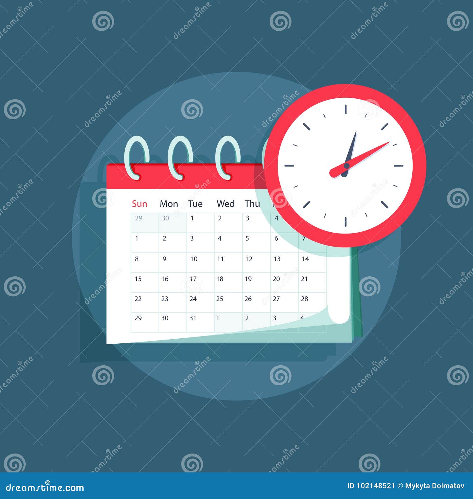  calendar and clock icon. schedule, appointment, important date concept. modern flat  