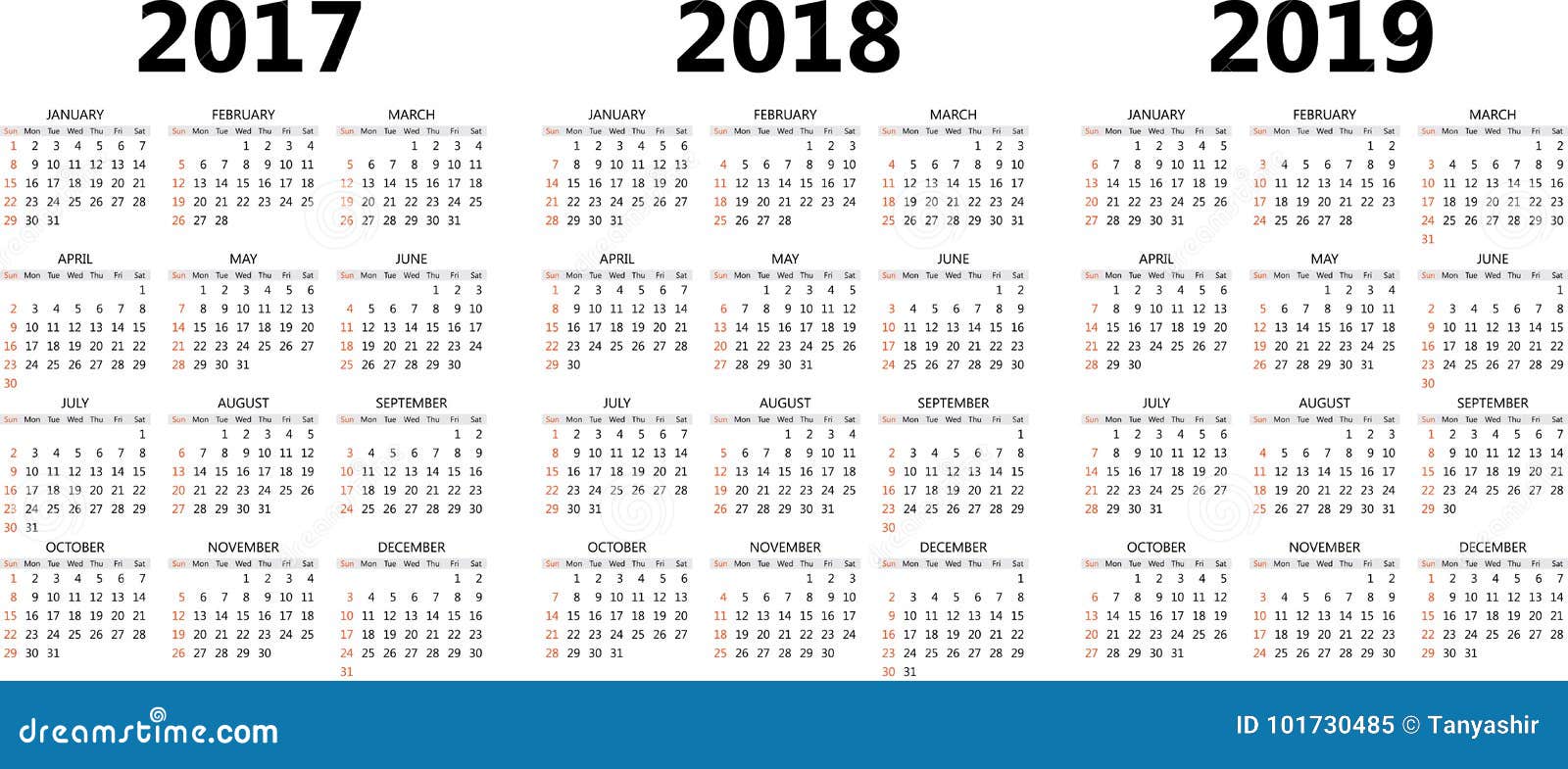 Vector Calendar Templates 17 18 19 Stock Illustration Illustration Of Template Illustrator