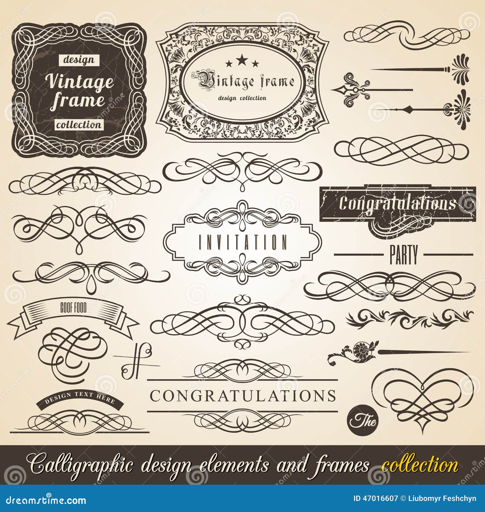 Vector Calligraphic Element Border Corner Frame And Invitation