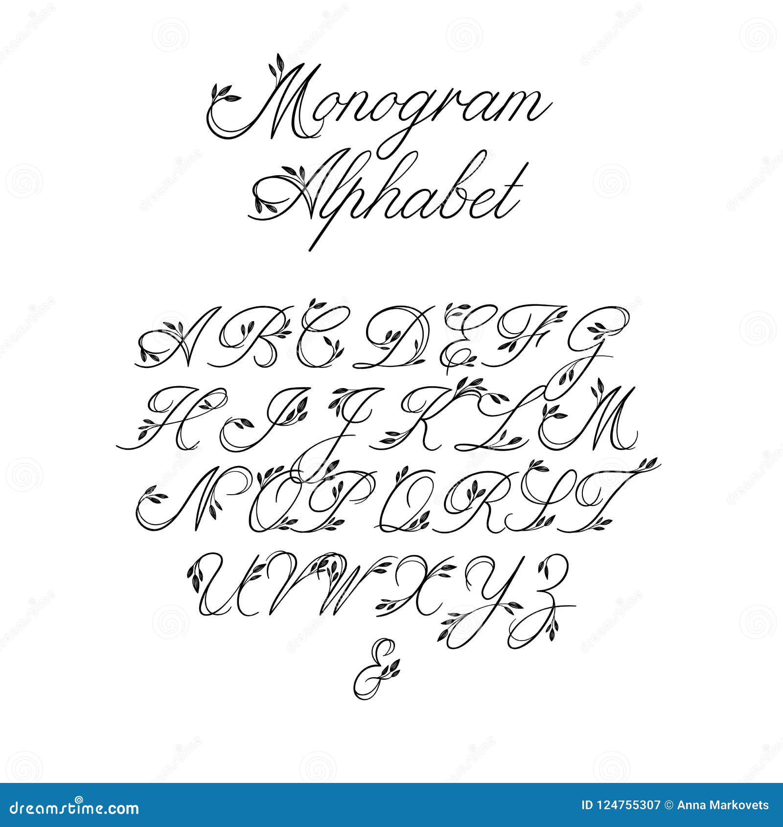 Vector Calligraphy Alphabet. Floral Letters. Decorative Handwritten ...