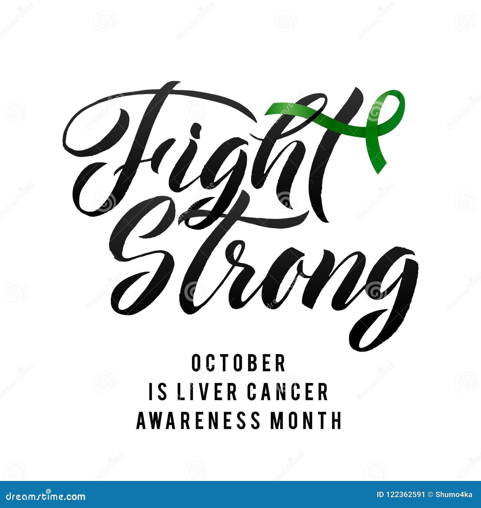 Liver Cancer Awareness Month. Realistic Emerald Green Ribbon