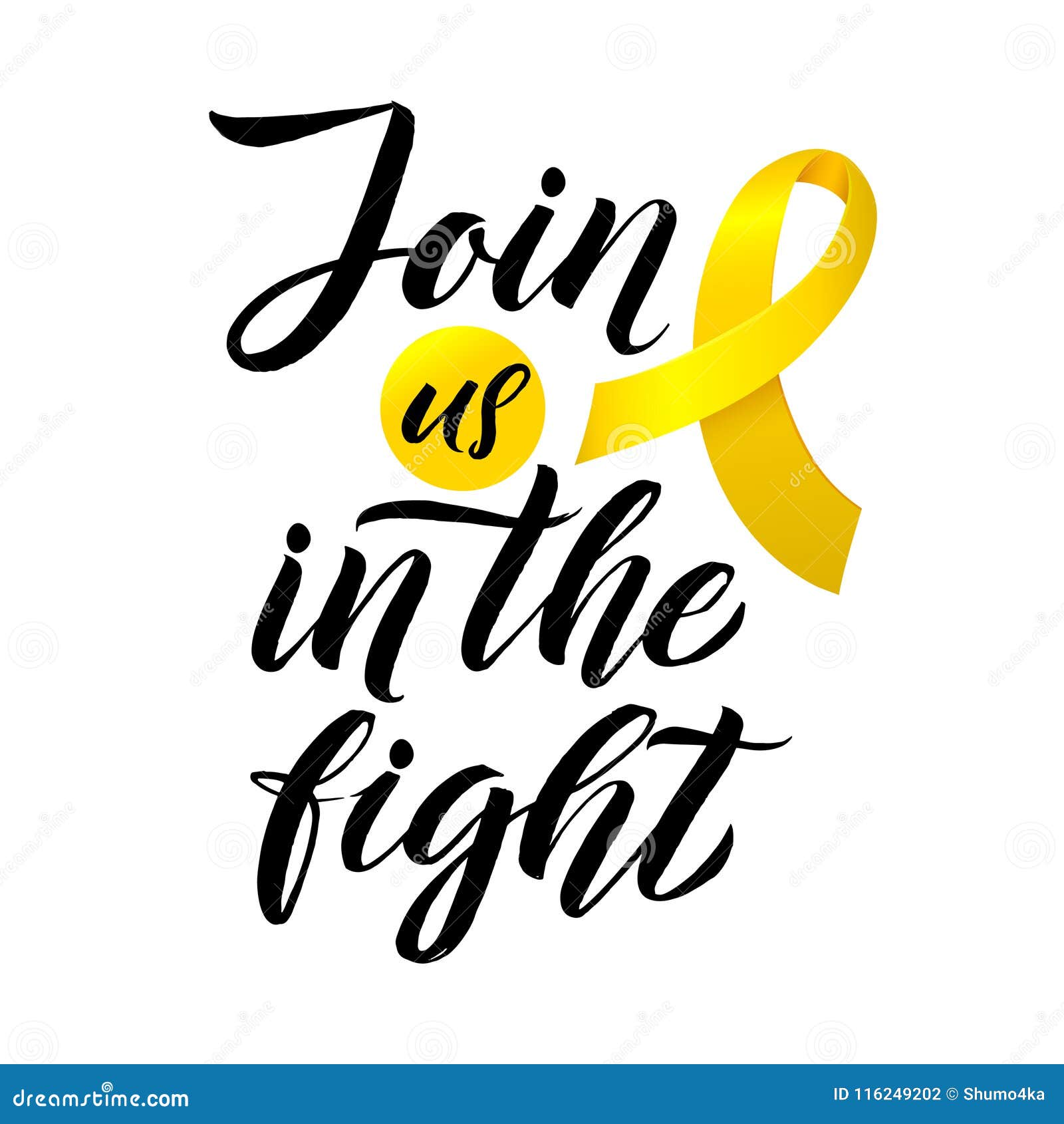  calligraphy poster. yellow awareness ribbons of sarcoma cancer  