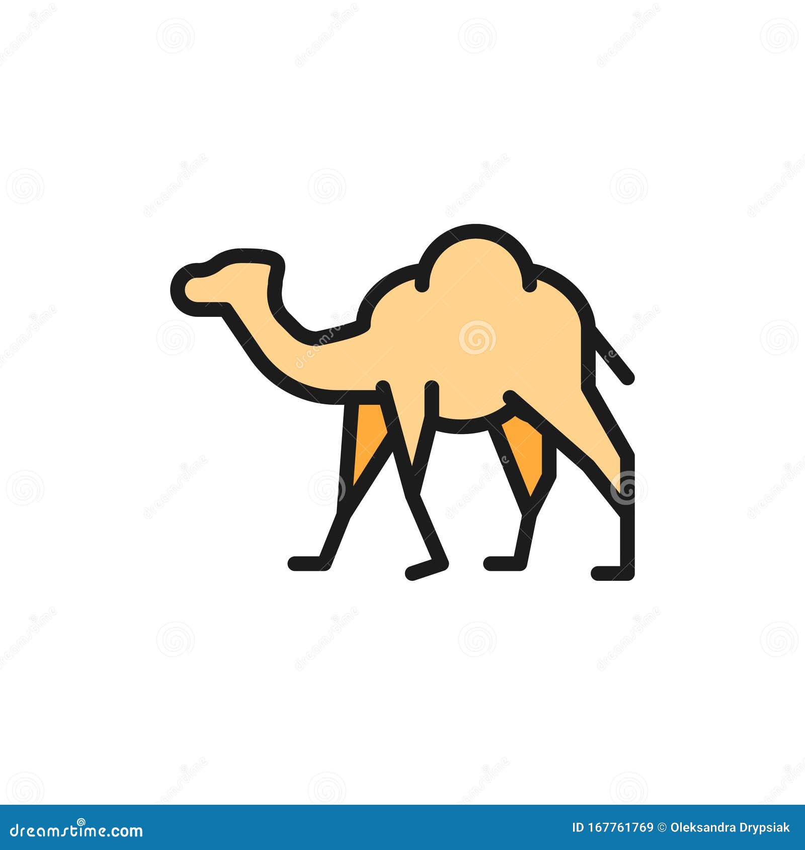 Download Vector Camel, Caravan, Desert Animal Flat Color Line Icon. Stock Vector - Illustration of desert ...