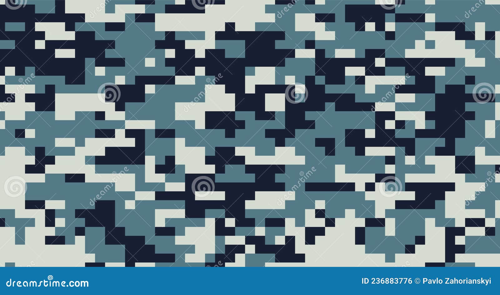 Vector Camouflage Military Texture Background Soldier Blue Pixel. EPS ...