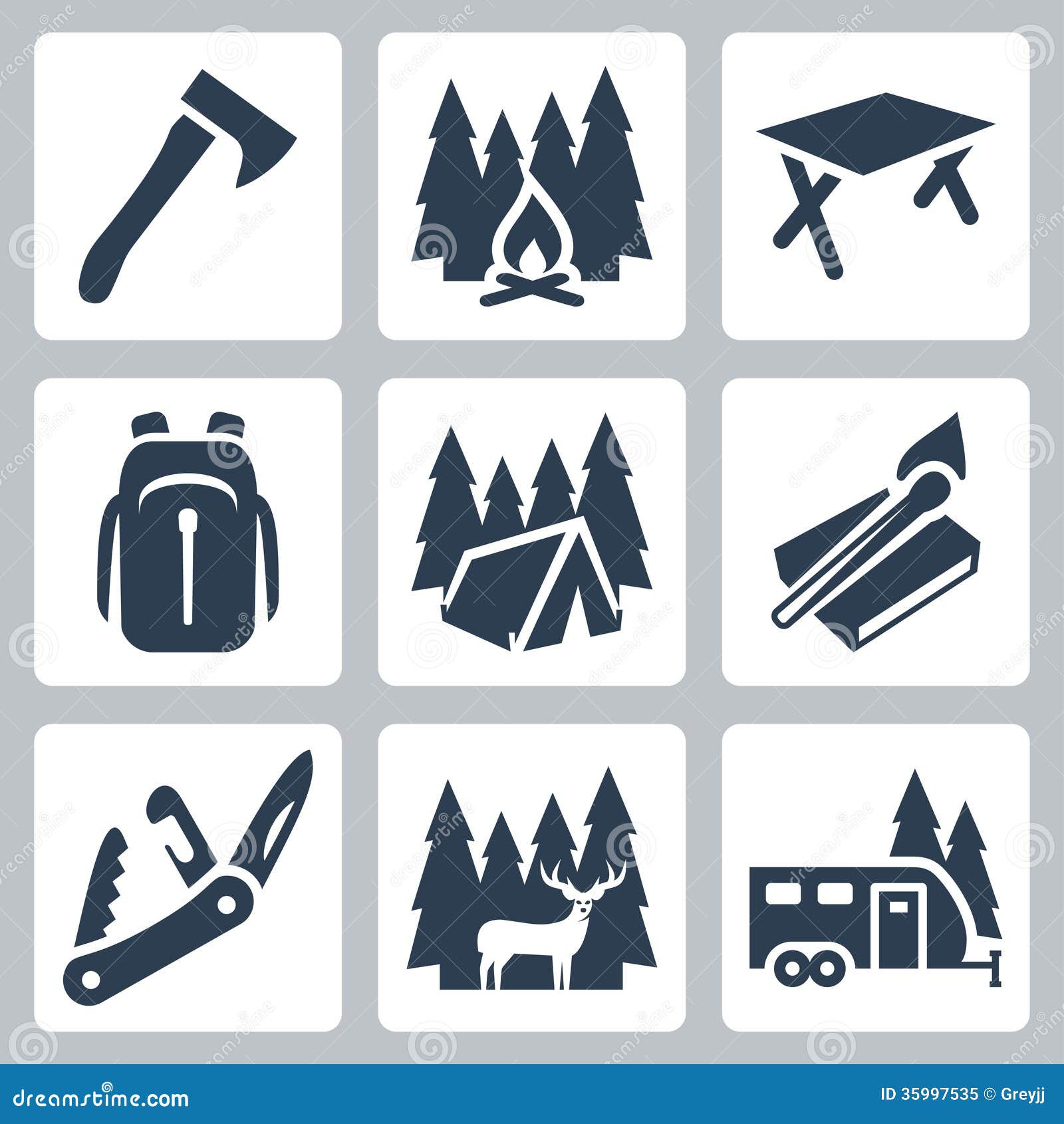 Vector Camping Icons Set Royalty Free Stock Photo - Image: 35997535