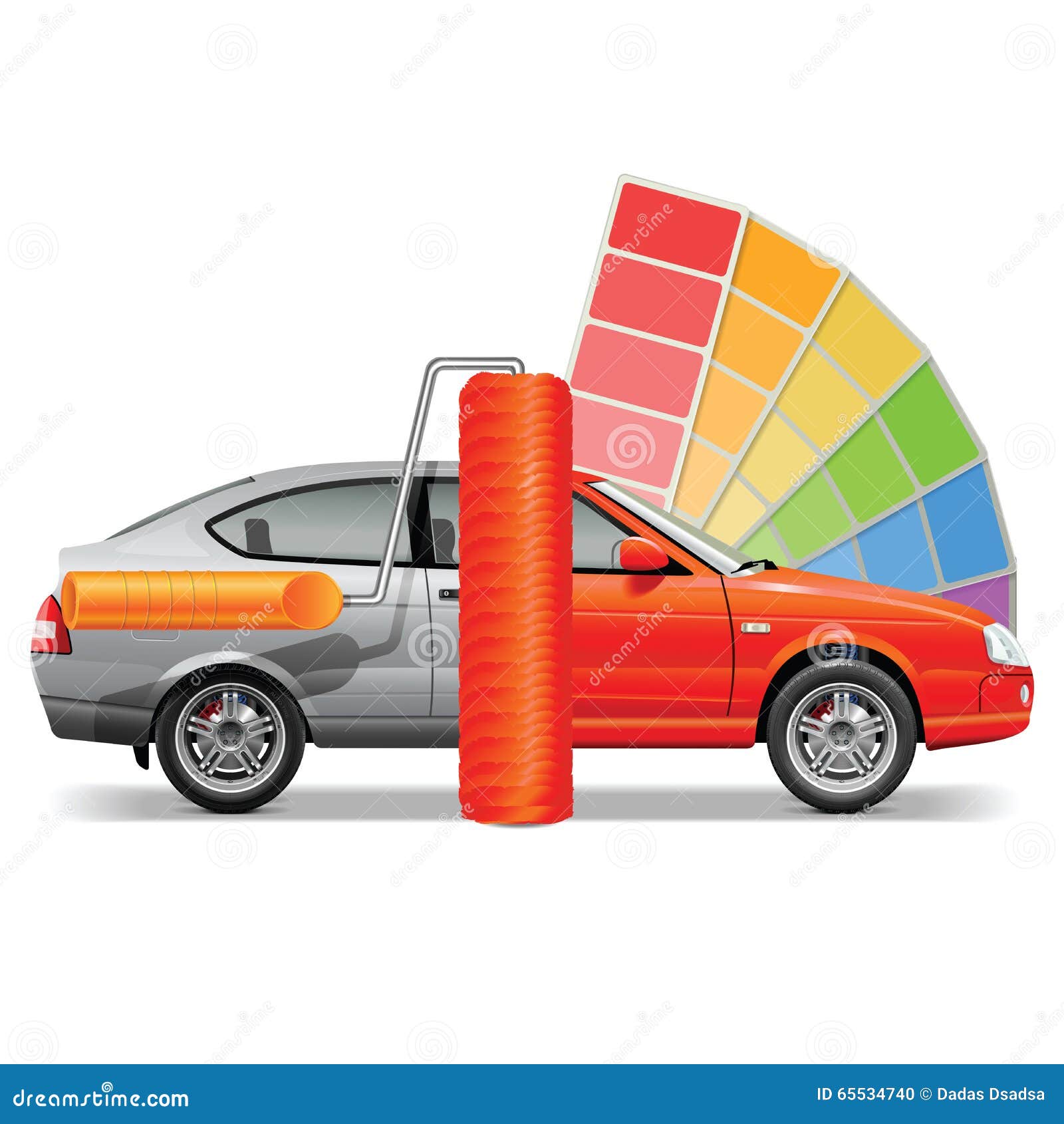 Vector Car with Paint Brush Stock Vector Illustration of person, cute