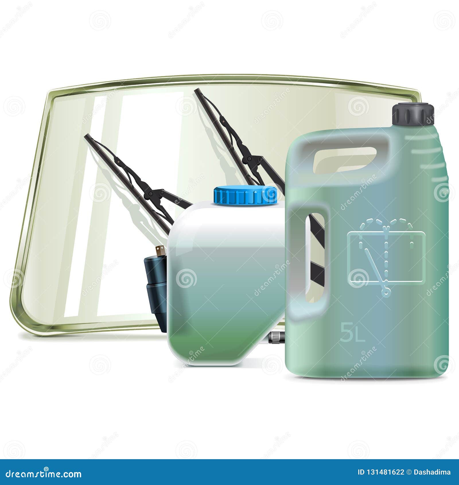 Vector Car Windshield Cleaning System Parts with Windshield Fluid Stock Vector Illustration of