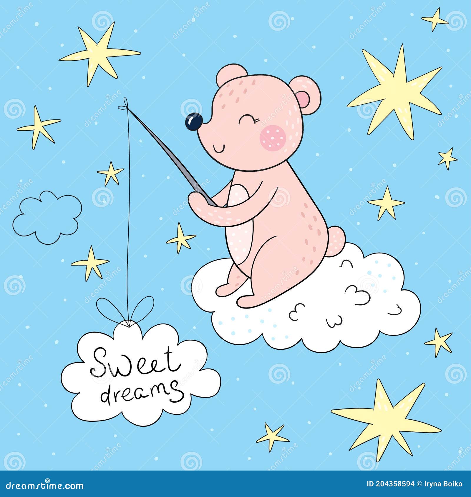 Vector Card with Cute Teddy Bear. Vector Print. Baby Shower Invite ...