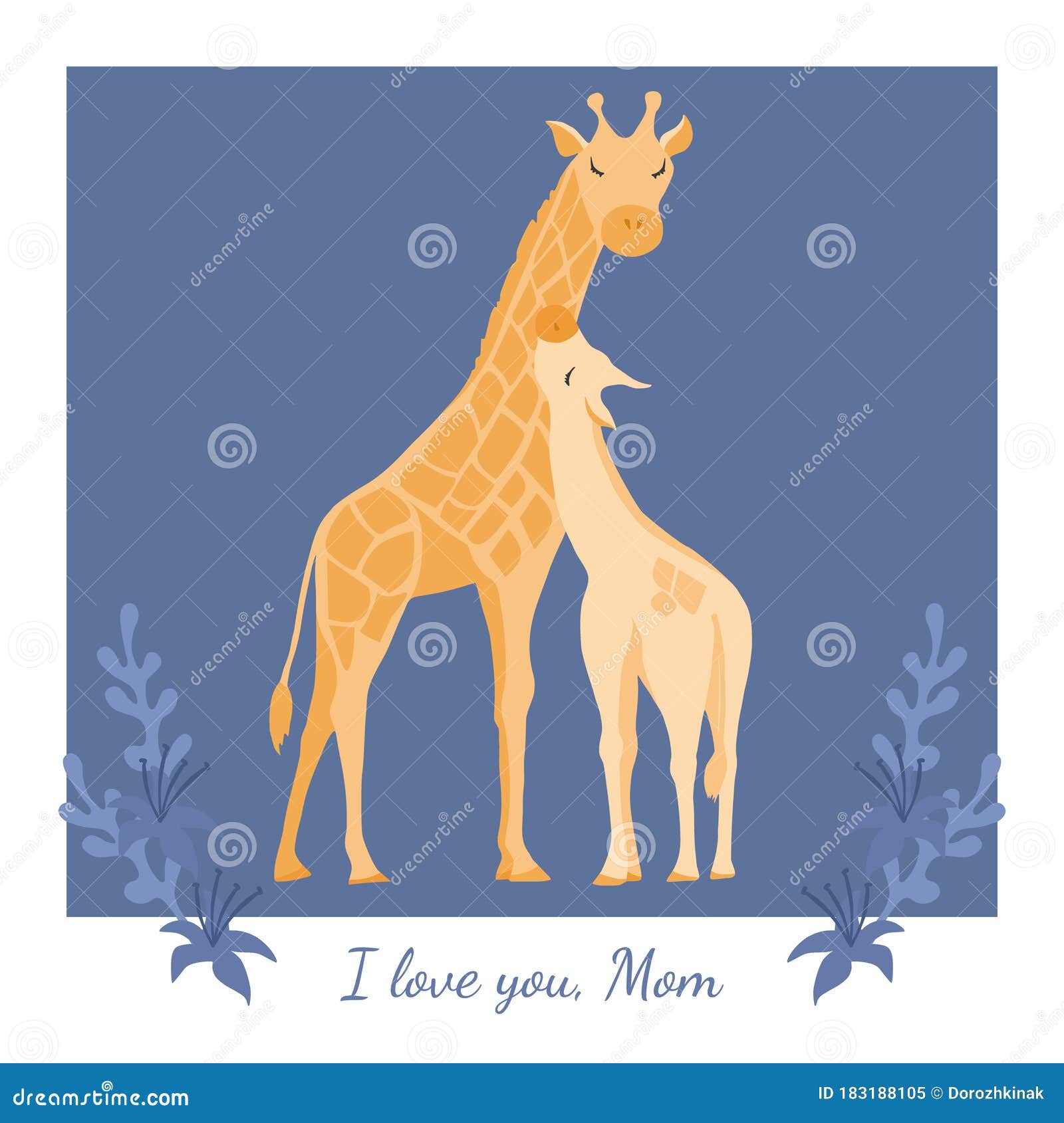 Download Vector Card With Giraffe Mother And Baby. Stock Vector ...