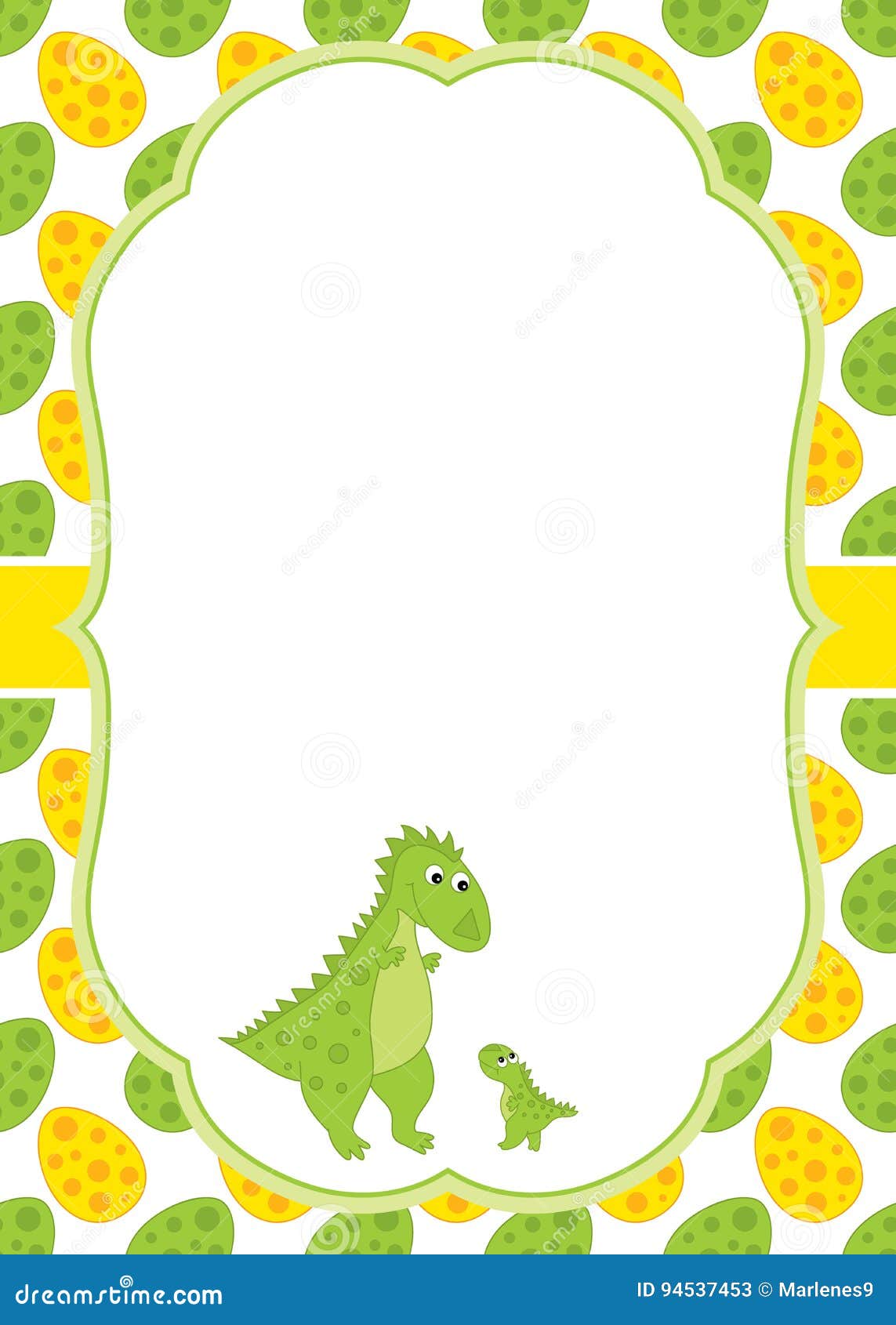 vector card template with a cute cartoon dinosaurs stock vector