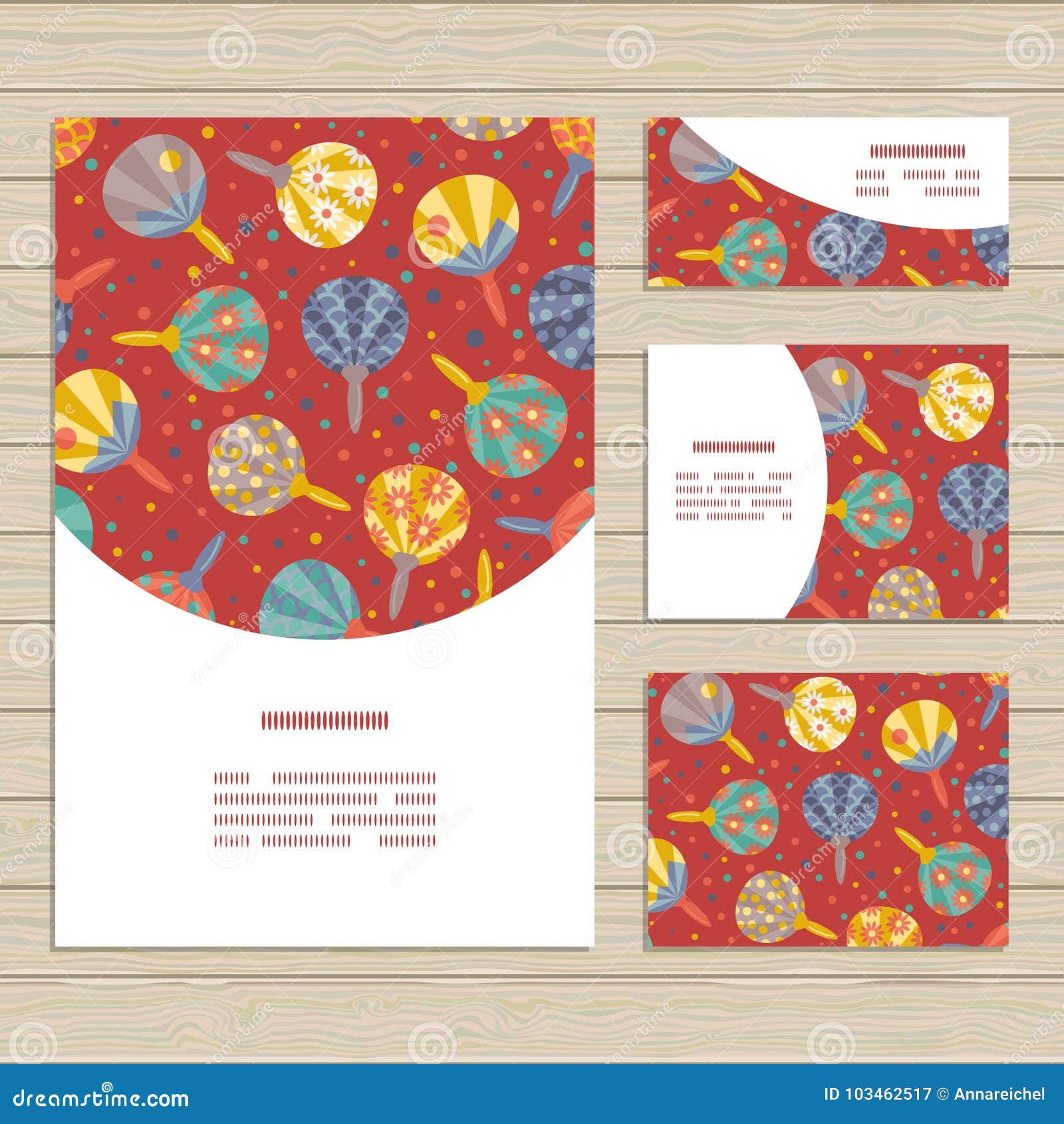  cards templates with japanese fans ornament