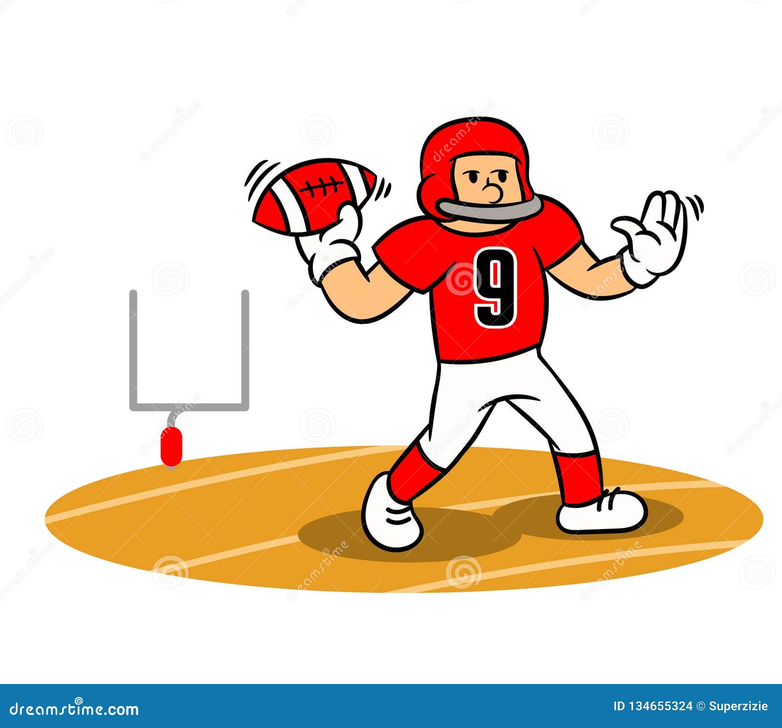 Cartoon American Football Player Steady Throw on the Field Stock Vector -  Illustration of touchdown, superbowl: 134655324