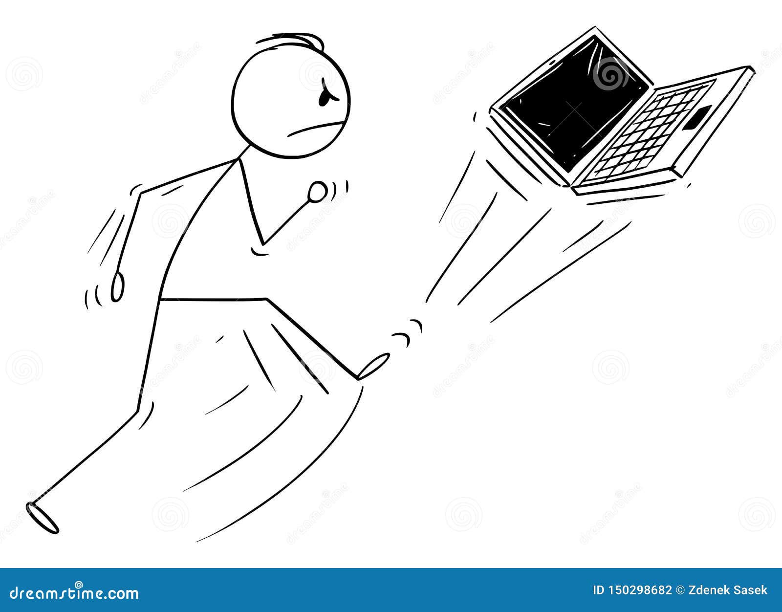 Vector Cartoon of Angry Man Kicking Out the Portable Computer Notebook or Laptop Stock Vector - Illustration of draw, internet: 150298682 Vector Cartoon of Angry Man Kicking Out the Portable Computer Notebook or Laptop Stock Vector - Illustration of draw, internet: 150298682