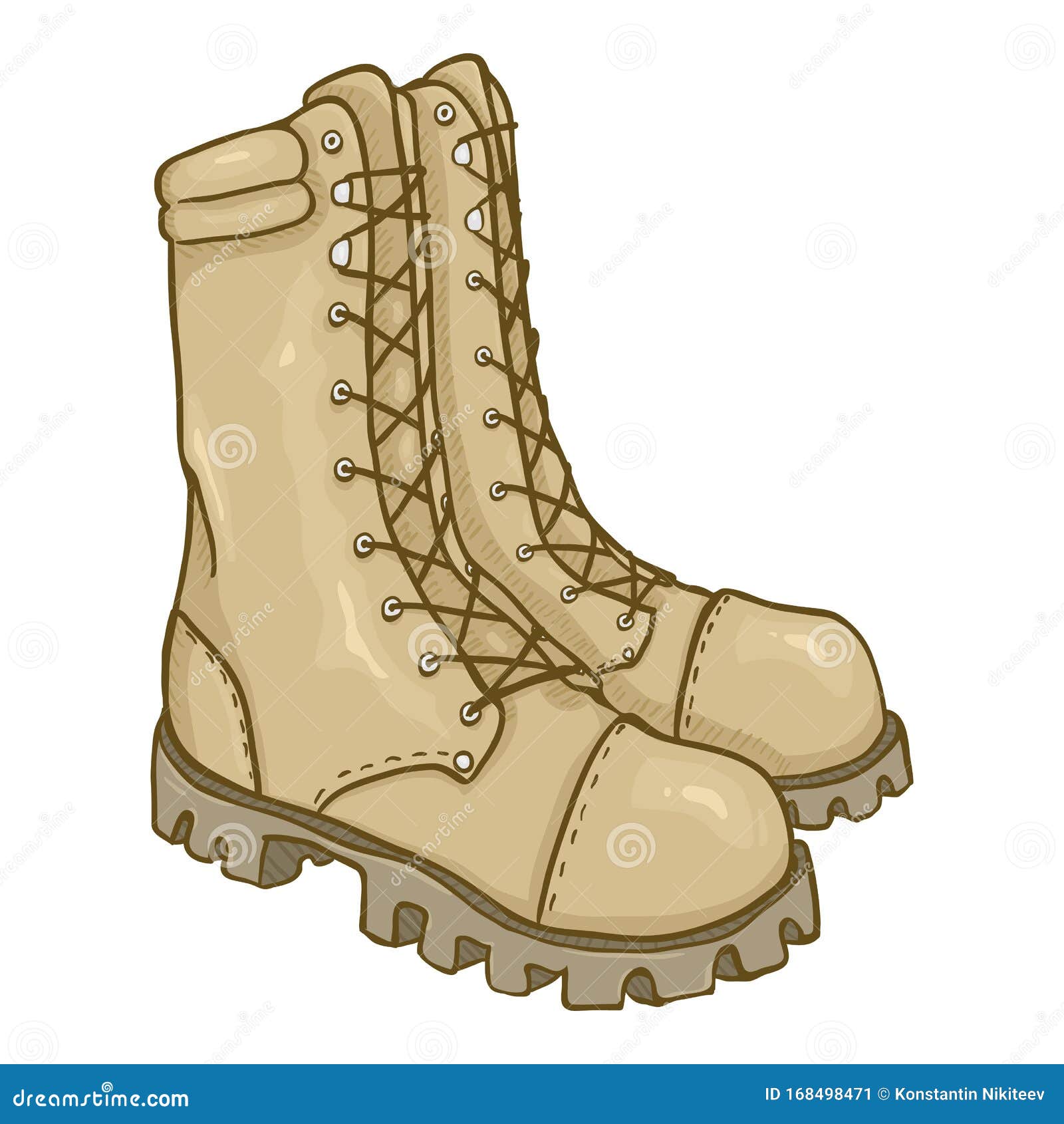 Vector Cartoon Beige Army Boots Stock Vector - Illustration of pair ...