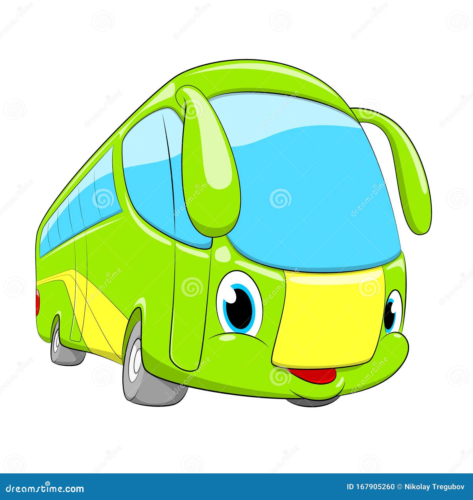 Vector Cartoon Bus. Cartoon Funny Car. Green Cute Bus Stock Vector -  Illustration of racer, cartoon: 167905260