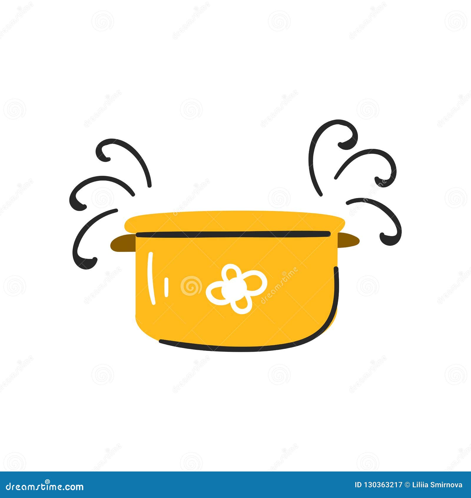 Vector Cartoon Casserole, Saisepan, Pot with Flower Stock Vector ...