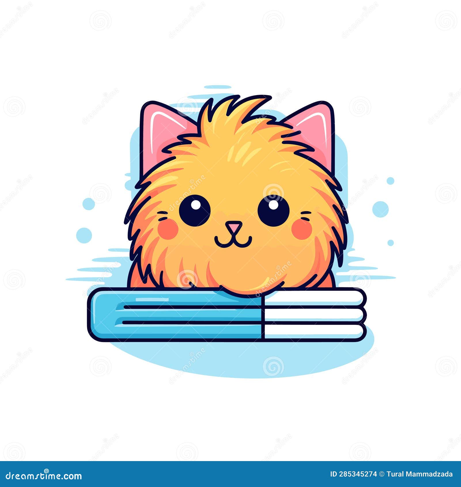 Cute young girl anime cat cosplay. Pixel perfect, editable stroke