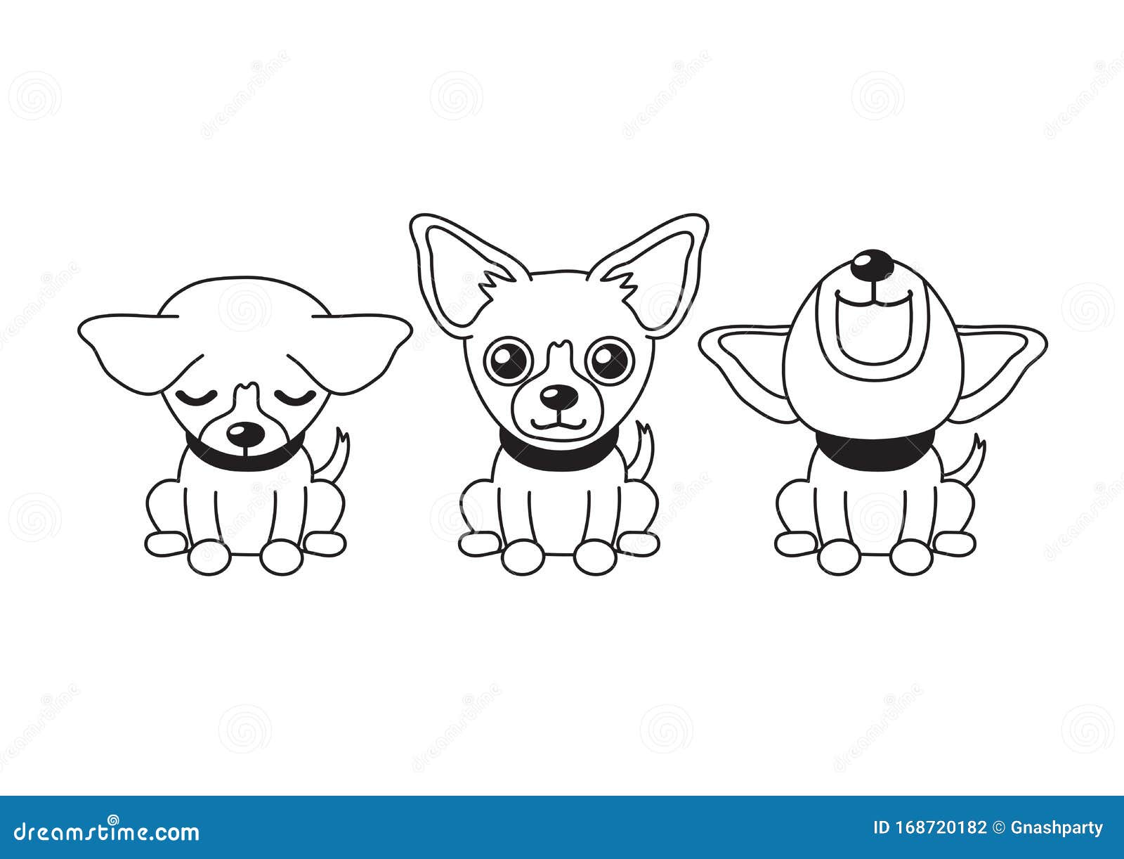 Vector Cartoon Character Chihuahua Dog Poses Stock Vector Illustration Of Character Outline