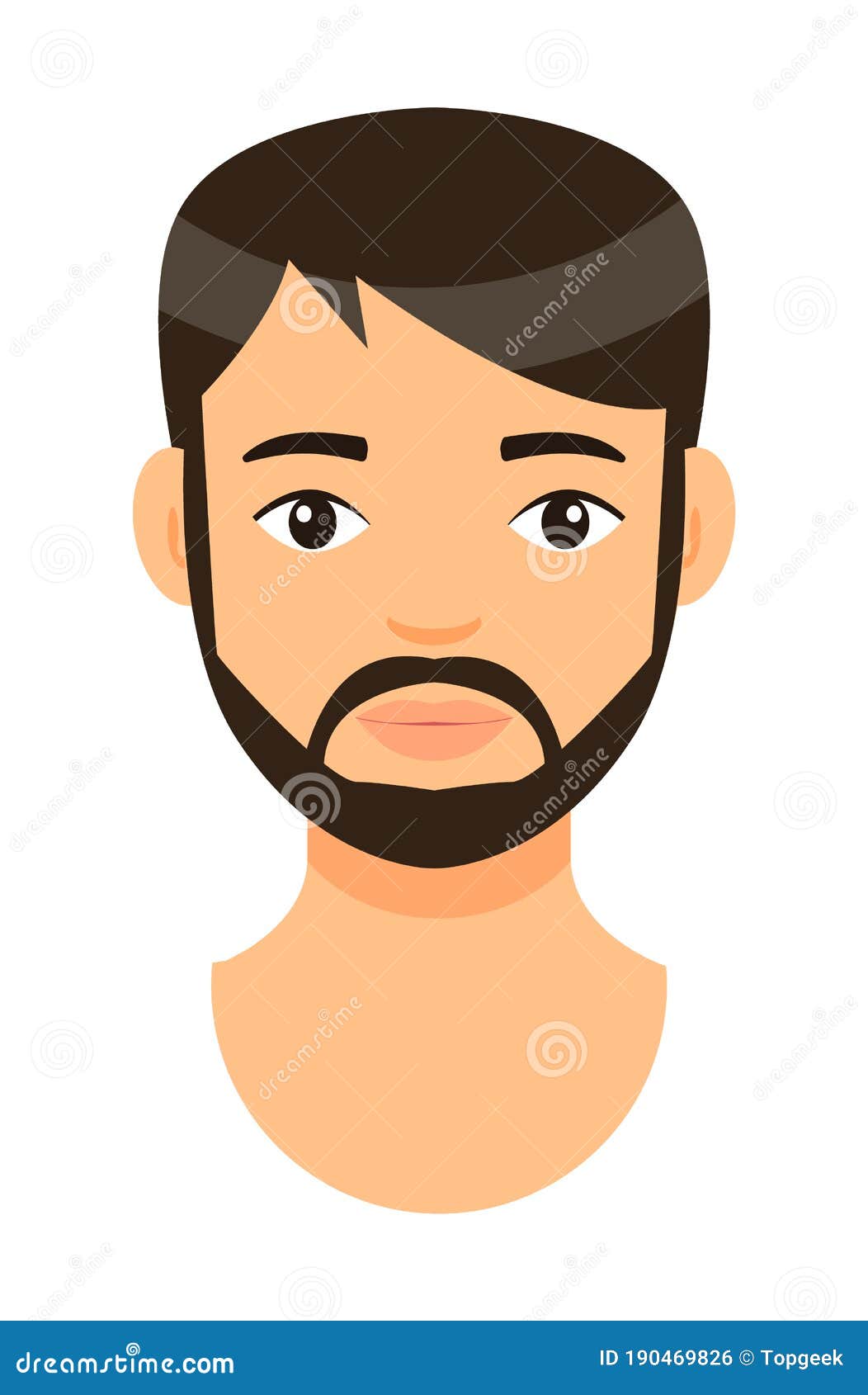 Male avatar icon or portrait. Handsome young man face. Vector illustration.  Stock Vector