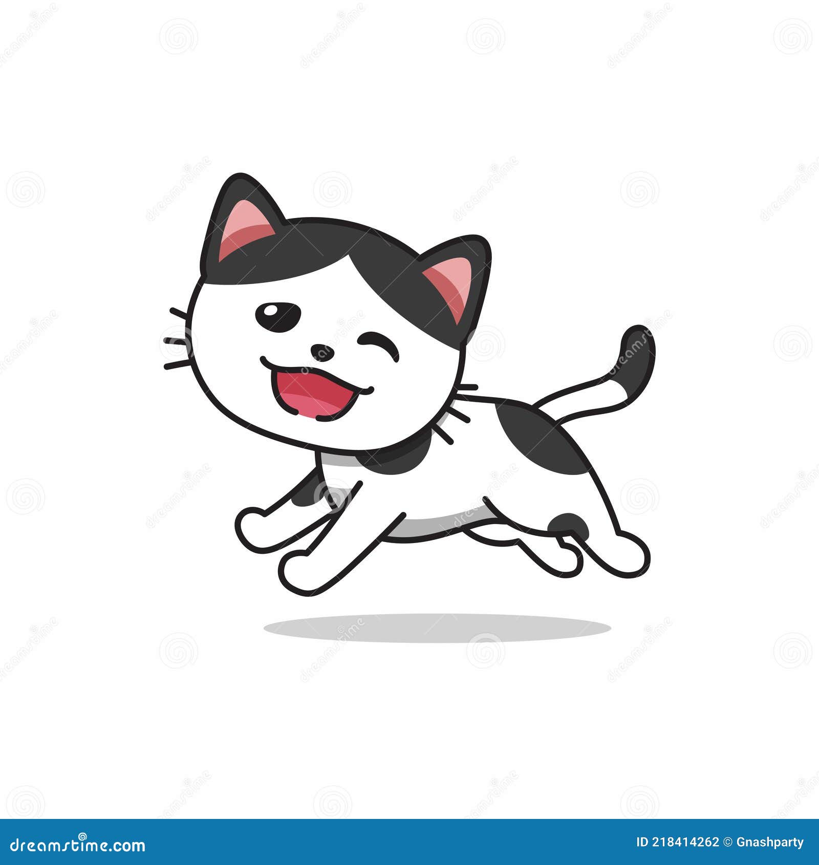Vector Cartoon Character Cute Cat Running Stock Vector Illustration
